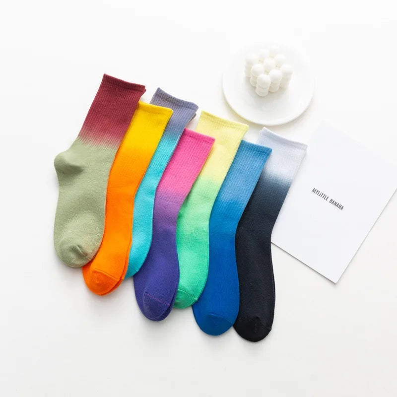 WY-025 Factory Wholesale Dip Dye Women and Men Unisex Sports Athletic Basketball Best Cotton Quality Crew Socks