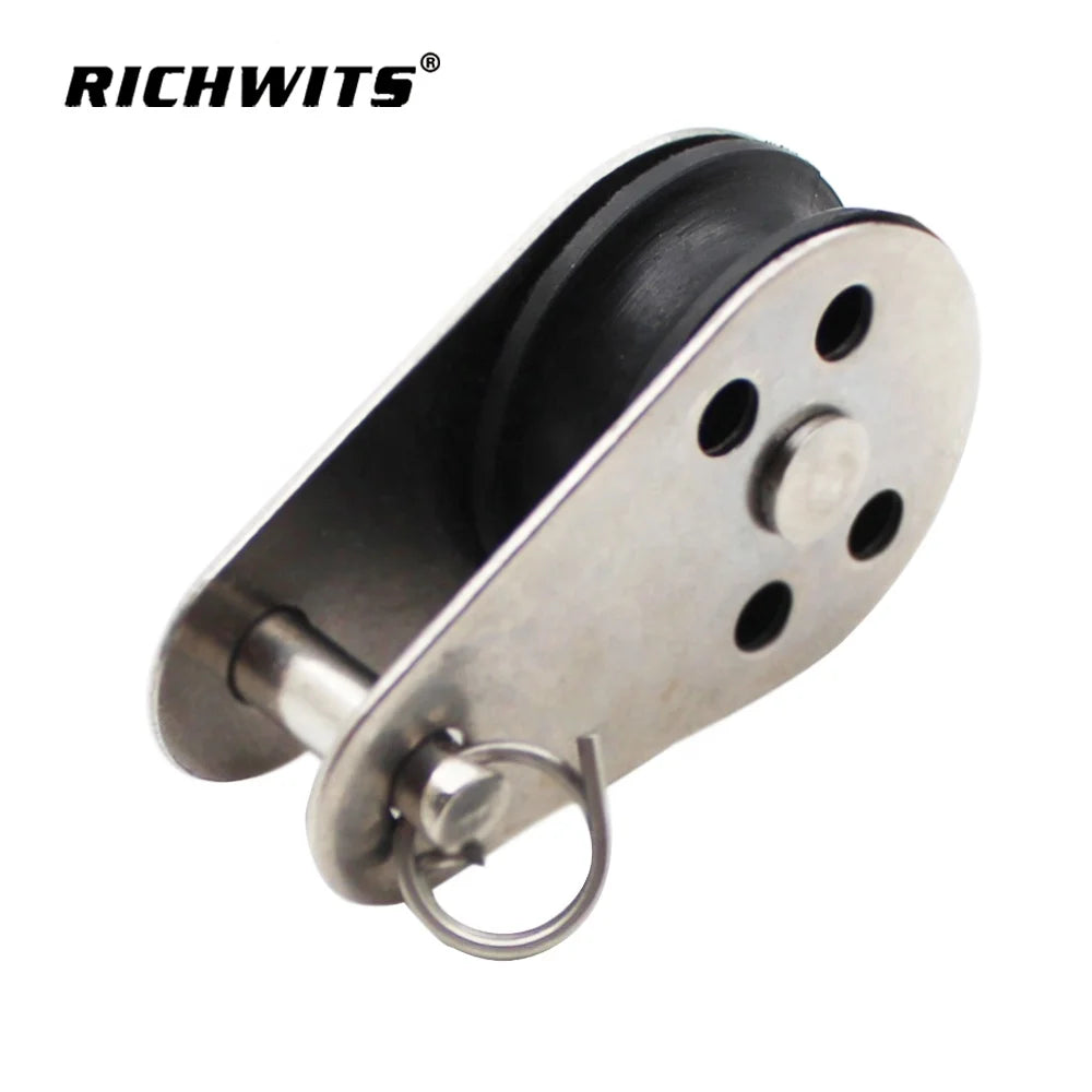 Stainless Steel  Boat Kayak Parts Pulley Block  Small Single Nylon Sheave Pulleys for Rope 6 mm