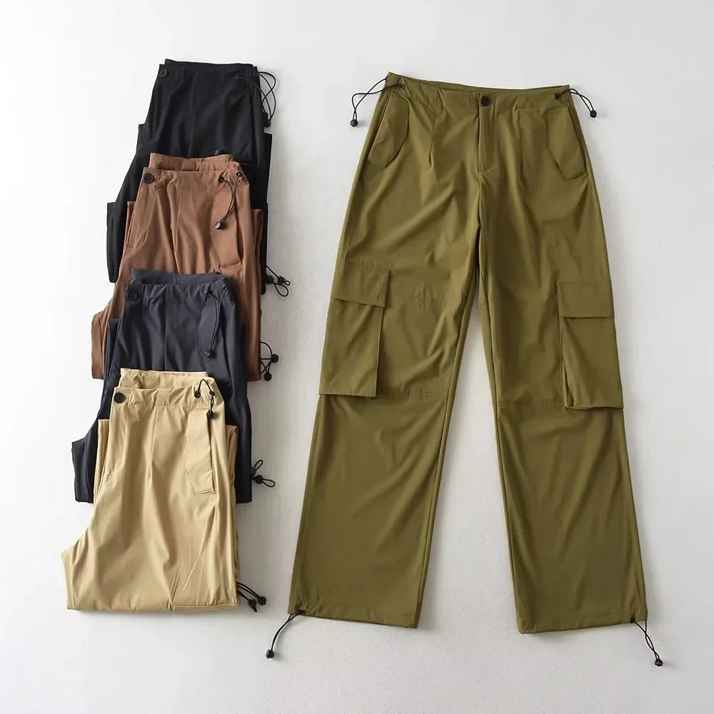 Women Outdoor Stylish Drawstring Loose Windproof Thermal Spandex/Nylon Quick Dry Cargo Pants