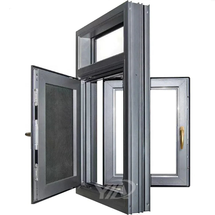Modern Soundproof Insulated Wind-resistant Safety Glass Aluminum Alloy Louver Casement Window for Villa Hotel Graphic Design