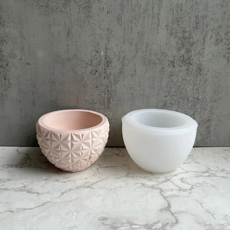 Early Riser Nordic Style 3D Diamond Pattern Shape Concrete Cement Vase Pen Holders Flower Pots & Planters Silicone Mold