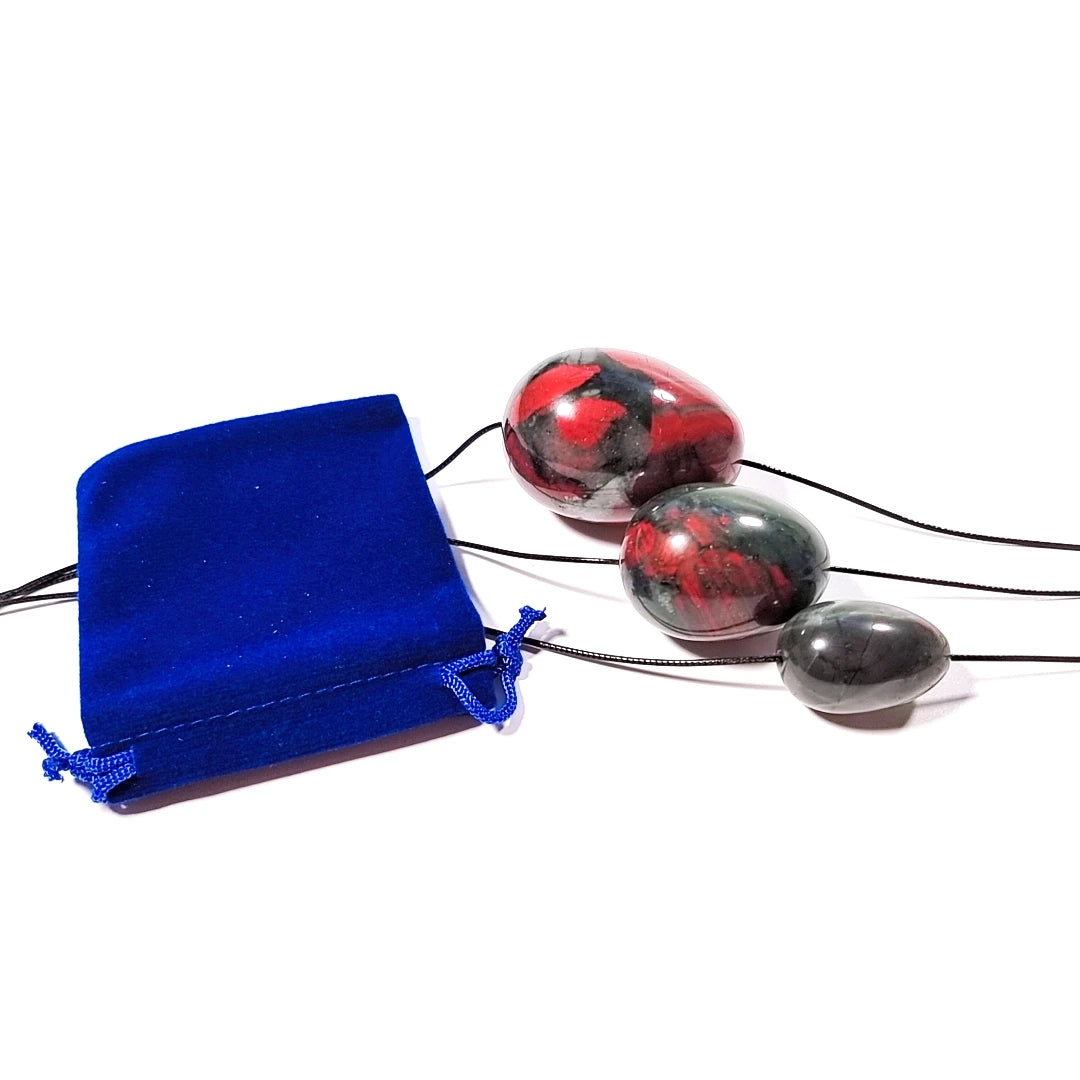 DIY Fast shipping Natural African Blood Stone Kegel Certified Yoni Eggs Set Massage Eggs drilled gift