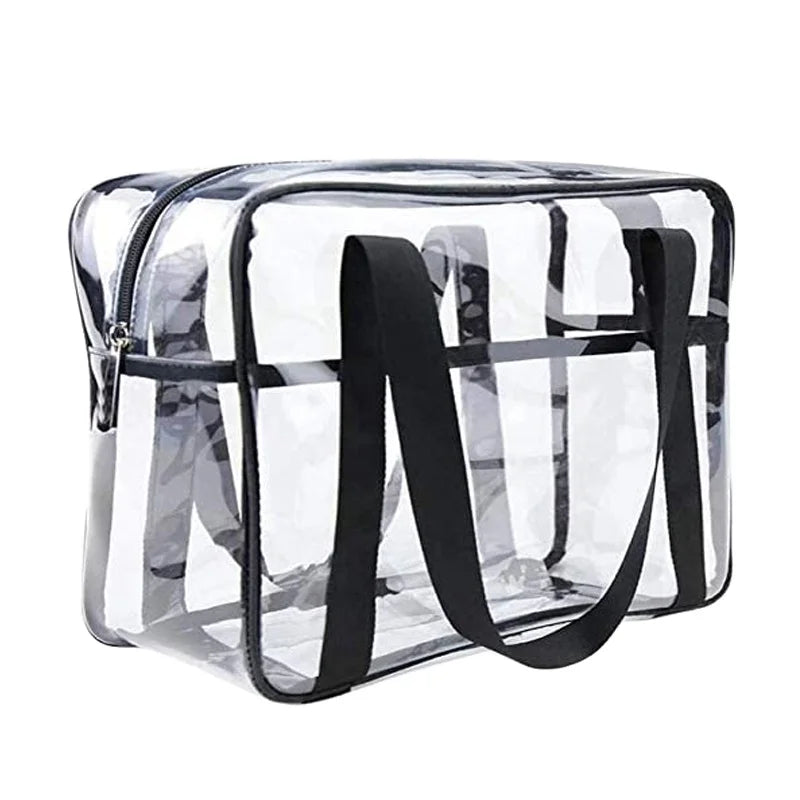 Thick PVC Zippered Toiletry Carry Pouch Waterproof Makeup Artist Large Bag Diaper Shoulder Bag Beach Bag