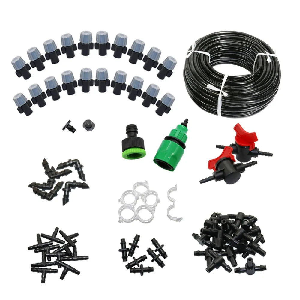 20m Automatic Greenhouse Micro Irrigation System Misting Nozzle Kit Garden Lawn Watering Kits