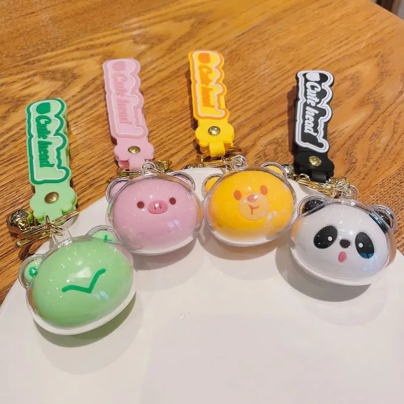 New Panda Frog Bear Pig Acrylic Small Animal Head Key Chain Cute Bag Pendant Keychain Creative Wholesale Keyring Woman Gift