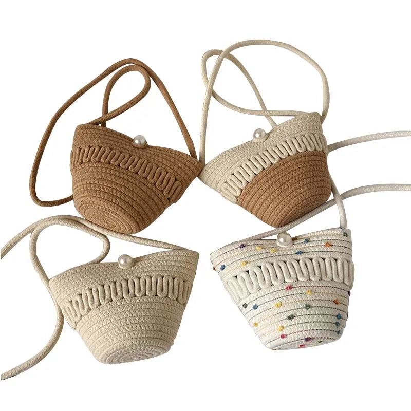 Hot New Diagonal Straw Bag Mobile Phone Change Storage Hollow Straw Crossbody Shopping Bag