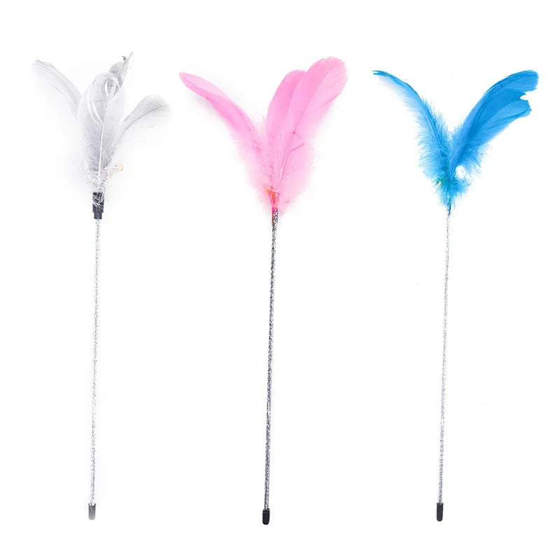 2021 New Celebrity Internet With PVC Pipe Fairy Cat-ticker Soft Big Feather to Teaser Cats Toy Wand