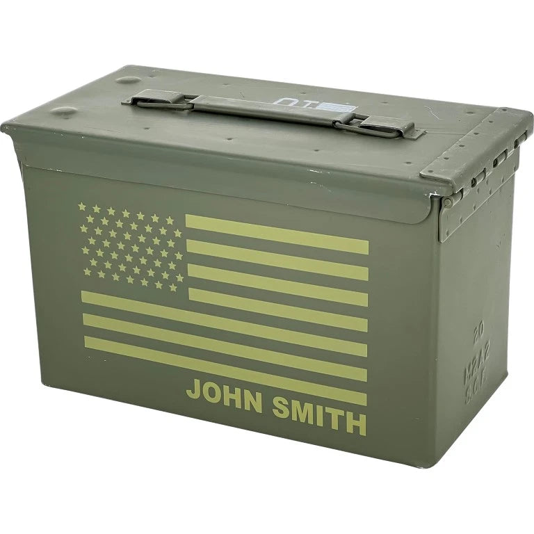 Factory Price USGI Steel Waterproof 9mm Ammo Box Custom M2A2 50cal Size Embossed Industrial Craft Ammo Packing Use 5.56 or 9mm