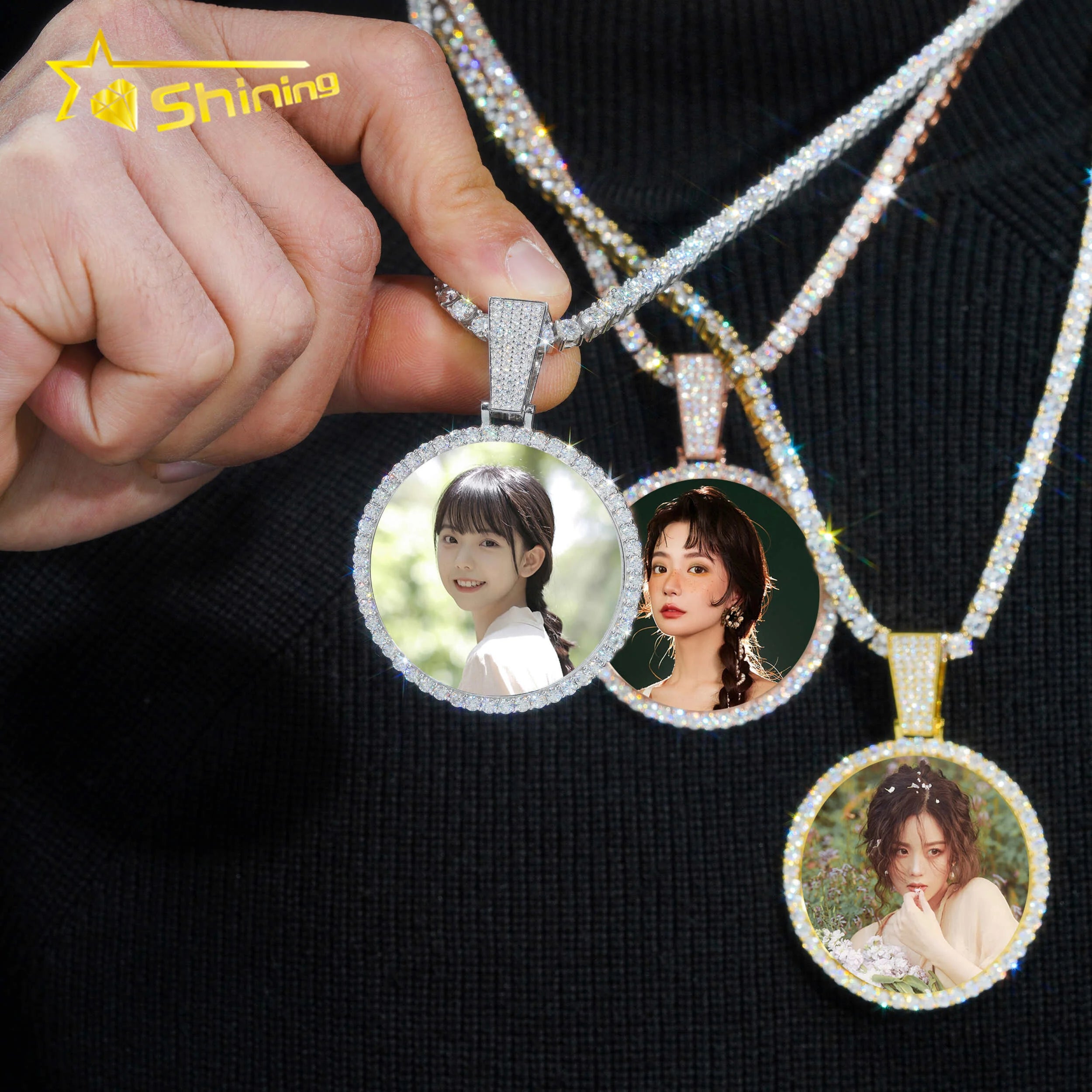 Memory Pendant Waterproof 18K Gold Plated S925 Moissanite Photo Pendant Ready to Ship