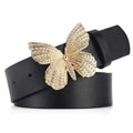 New Design Rhinestone Butterfly Buckle Women's Fashion PU Leather Waist Belt Hongmioo TB6924 3.3cm Width 107cm Full Length