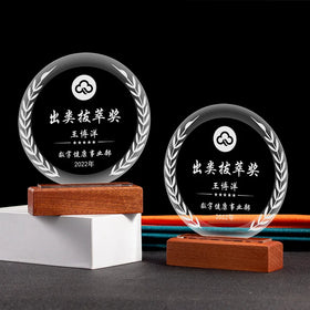 Wholesale Creative Colour Printing Crystal Trophy Company Annual Meeting Crystal Crafts Souvenir Crystal Medal
