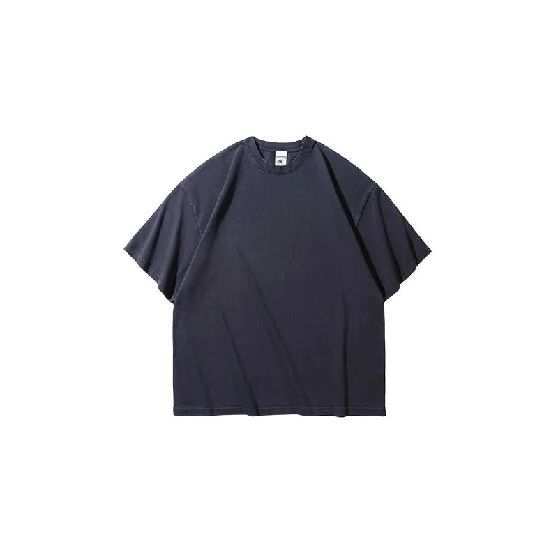 320 Grams 100% Cotton Wash Solid Oversized Streetwear Teens Skating Short Sleeve O-Neck Unisex Jersey Anti-Pilling Breathable