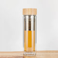 [JT-GT500]Double Wall 500ml Hot Cold Tea Detox Insulated Double Wall Glass Water Bottle with Bamboo Lid