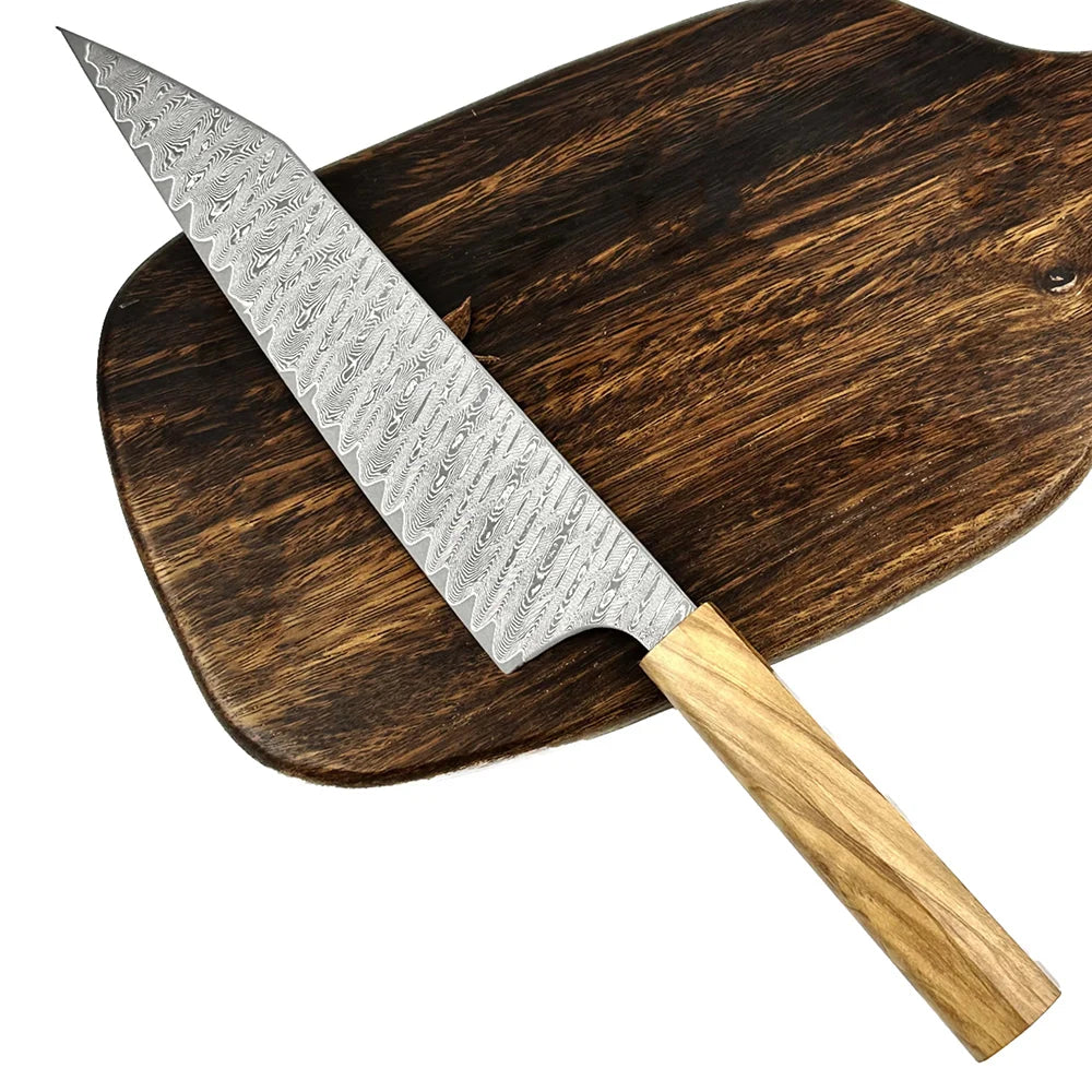 YE01R Professional Japanese Chef Knife Oak Wood Handle VG10 Damascus Steel Kitchen Knives Super Sharp Full Tang Kiritsuke Knife