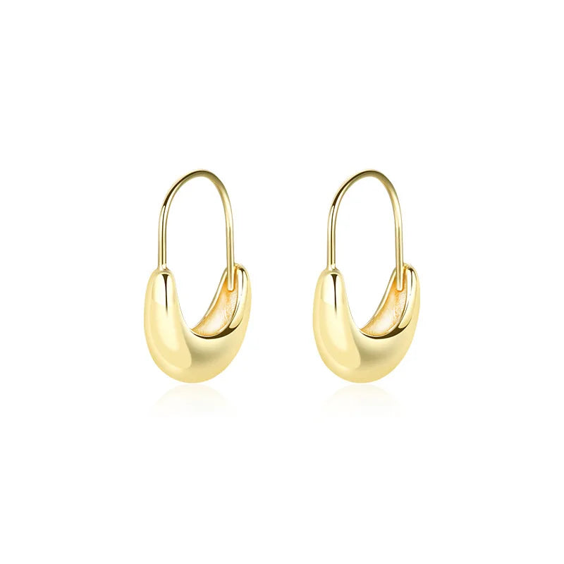Laodun Hot Selling Fine S925 Huggie Earrings Minimalist Vintage Polished Simple Sterling Silver Earrings Vermeil