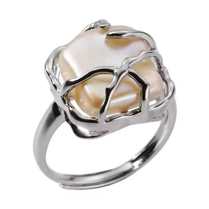 AA01062 Korean Fashion Baroque Pearls Luxurious Rings Jewelry Women Advanced Rings for Lady