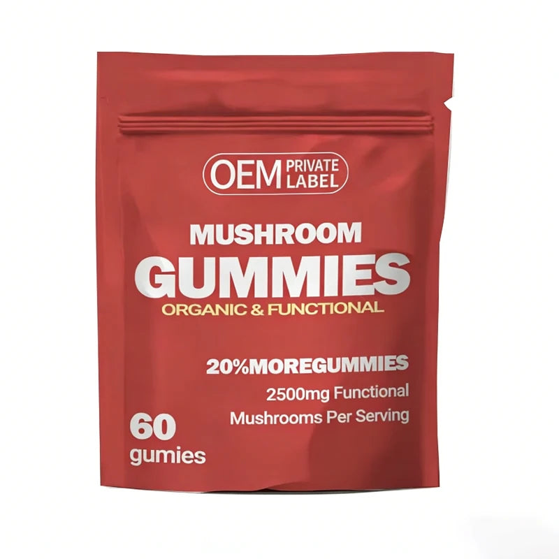 OEM Vegan Lion Mane Mushroom Gummies Powerful Complex Brain Boost Vitamins for Men Gummy Candy Dosage
