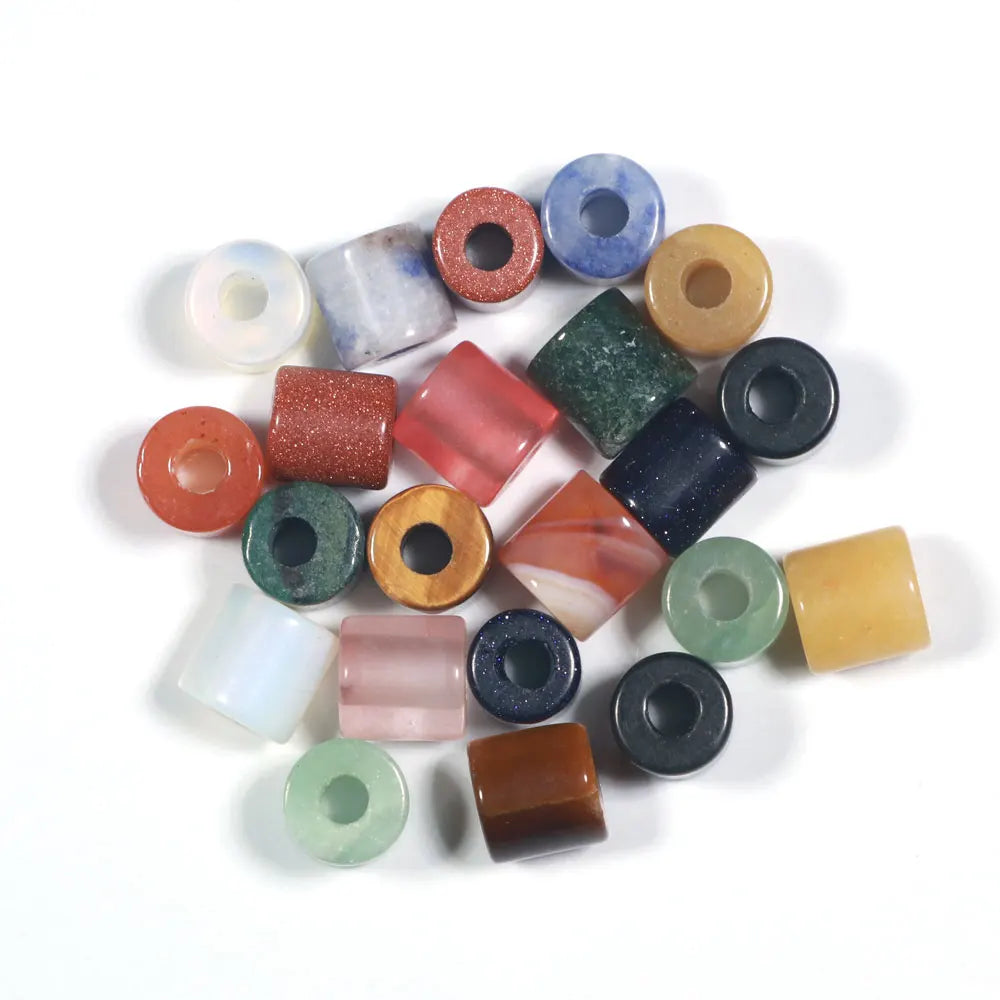 20pcs/Bag Large Hole Gemstone Beads in Bulk 9mm Long Tube Beads Big Hole Stone Beads for Jewelry Making