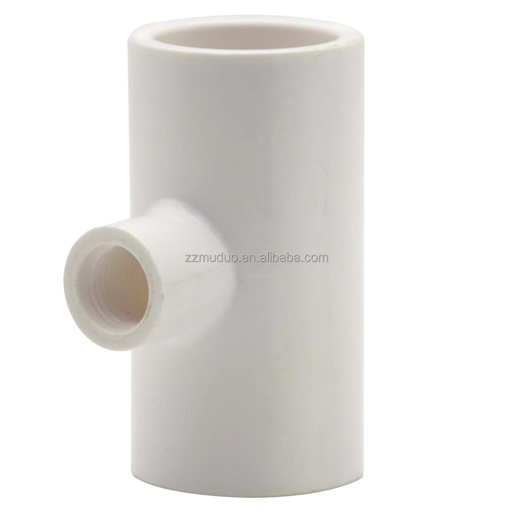 PVC Tee Fittings Plastic Connector for Threaded Nipples Chicken Drinker Waterer Reducing Tee for Schedule 40 Piping with 1/8''