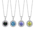 New European American Fashion Women's 925 Sterling Silver Diamond Pendant Necklace Resin Ashes Rhinestone Mystic CZ Gemstone