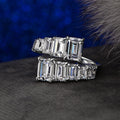 Fine Jewelry Adjustable Chic Iced Fashion 925 Sterling Silver Striking Baguette Emerald Cut Ring
