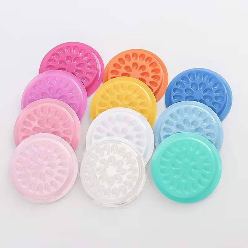 Disposable Colorful Plastic Flower Eyelash Glue Holder Sticker Eyelash Extension Glue Adhesive Pallet Pads