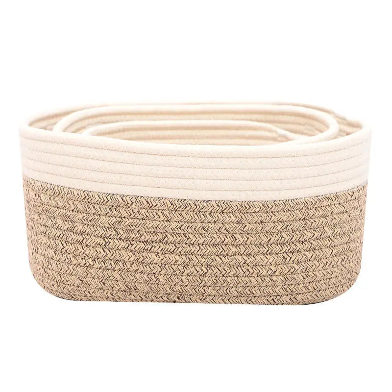 OEM Competitive Price Eco-Friendly Foldable Storage Set Baskets Woven 100% Cotton Rope Toy Storage Basket of 3