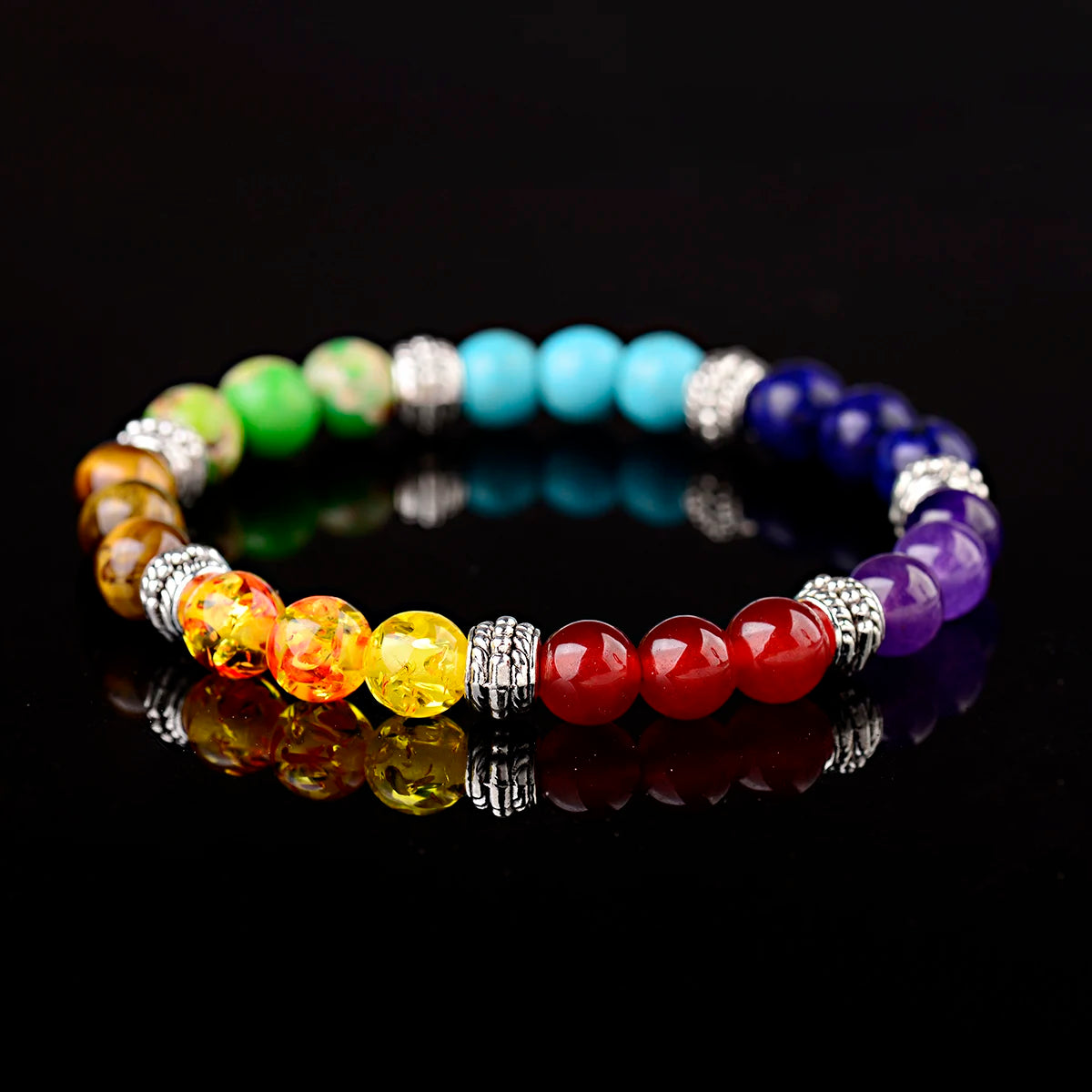 Douvei 7 Chakra Energy Bead Bracelets for Children's Trendy Anxiety Relief Yoga Healing Crystal Bracelet