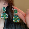 Personalized Exaggerated Circles Leaves Water Drops Rhinestones Chandelier Earring Trendy Shiny Luxury Niche Hyperbolic Earrings