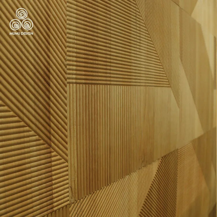 MUMU Composite Wooden Paint Art 3D Wood Wainscoting Slat Board Wall Panel for Interior Decor
