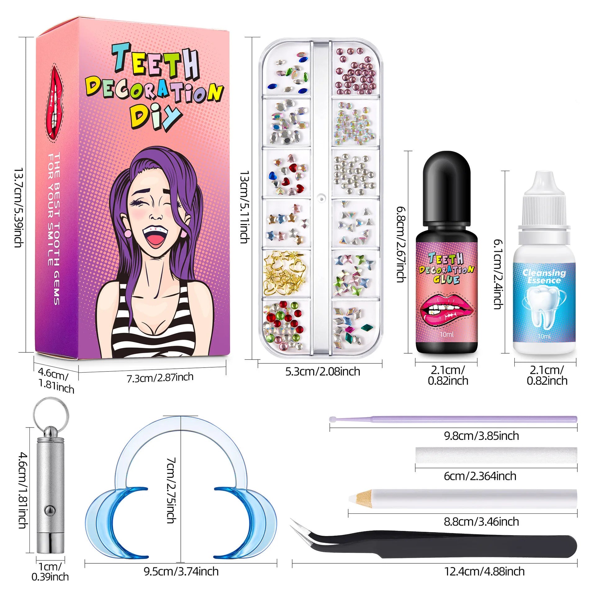 Wholesale OEM Crystal Light Cure Tooth Gem Kit Professional Teeth Gem Whitening Diy Tooth Gem Kit with Adhesive