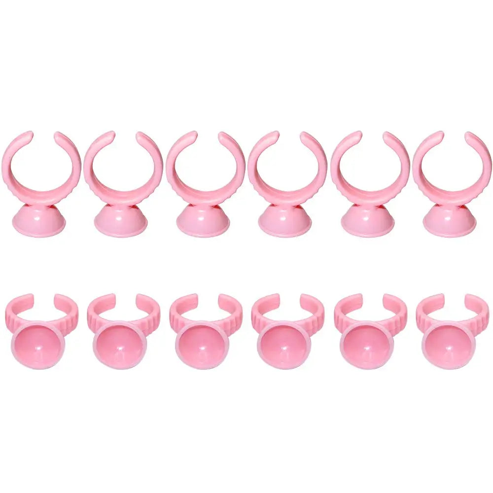 Factory Price for Disposable Eyelash Extension Pink Glue Rings 100pcs/pack Plastic Tattoo Pigment Ring Ink Cups Holder