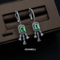 Customeized Top Quality Emerald Cut 925 Sterling Silver Tassels Elegant Hoop 5A Zircon Ice Cut Shinning Drop Earrings