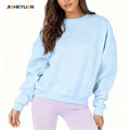 High Quality Fleece Cotton Oversized Pullover Crewneck Sweatshirt Women Custom logo Embroidery Graphic Hoodies Women Streetwear