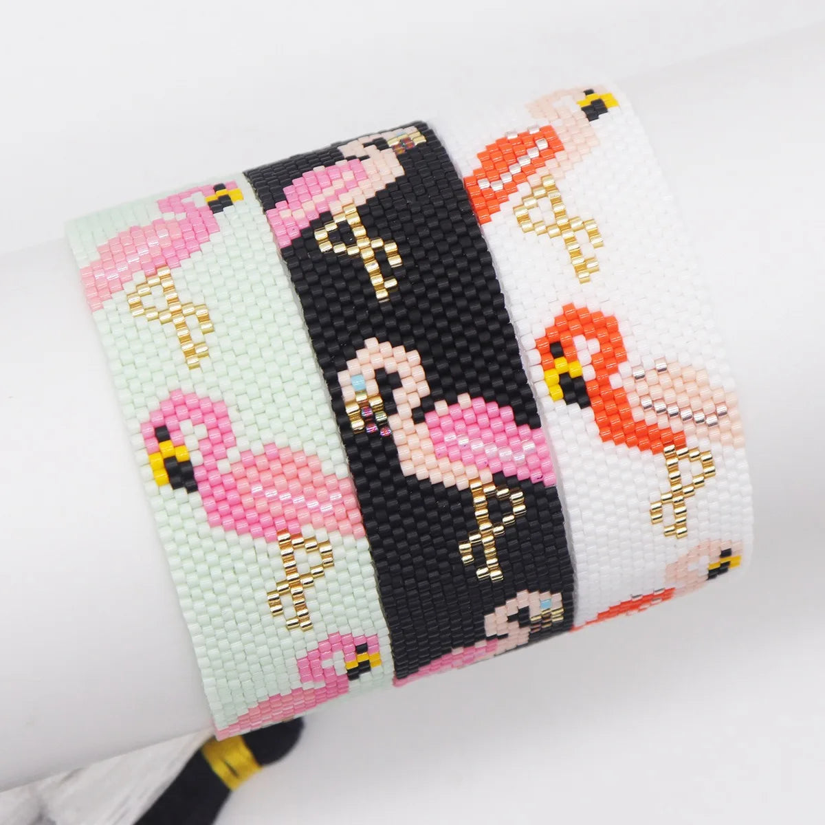 Handmade Boho Flamingo Bracelet for Women Adjustable Miyuki Beaded Animal Pattern Woven Fashion Jewelry Bracelet Animal Charms