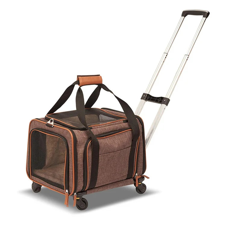 Two-Sided Expandable Dog Pet Trolley Carrier Eco-Friendly and Airline Approved with Wheels Pet Cages & Houses Product