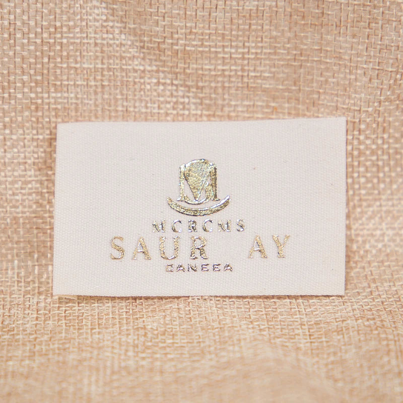 Printed Label Manufacturer Custom Gold Foil  Embossed Main Cotton Label for Garment