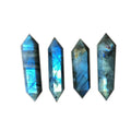 Natural Crystal Labradorite Double-Point Wand Hexagon-shaped Polished Tumbled Stone for Reiki Chakra Meditation Therapy