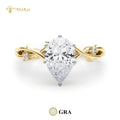 Custom 1CT 2CT Pear Cut Engagement Rings S925 18K Gold Plated Moissanite Ring Jewelry GRA Certified Moissanite Ring