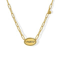 Fashion Plaque Piece Letter Pendant Necklace Hip Hop Collarbone Chain Stainless Steel 18K Gold Plated