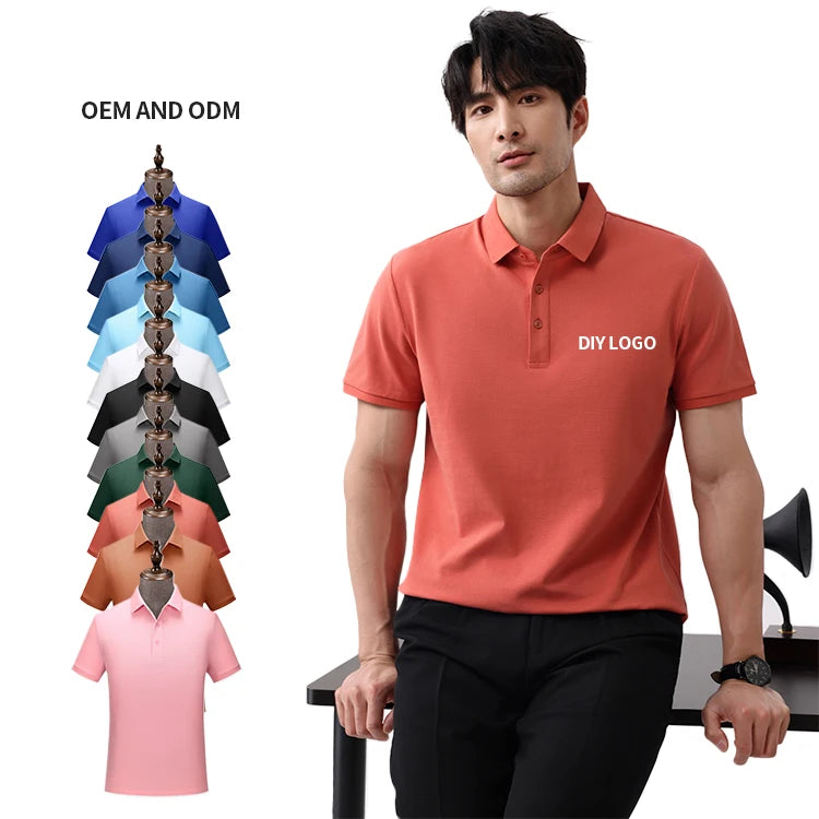 Custom Summer  Short Sleeve Men's T-shirt Fashion Simple Solid Color  Mens Polo Shirts