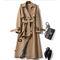 Women's Elegant Long Trench Coat Spring Casual Windbreaker with Single Breasted Closure Solid Pattern Business Suits