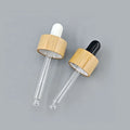 18/410 Glass Pipette Serum Dropper 18mm Black Rubber Head Bamboo Screw Lid Closure Essential Oil Bottle Rubber Top Dropper Cap