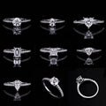 M91 Abiding Romantic Heart Cut Classic Prong Setting Round Oval 1 Carat Moissanite Diamond 925 Silver Half Band Eternity Ring