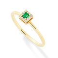 LOZRUNVE 925 Sterling Silver Elegant Classic Pave Emerald Center Diamond CZ Square Stack Ring for Women