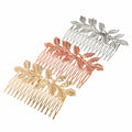 Gold Color Metal Leaf Hair Clip Girls Hairpin Barrette Flowers Rhinestone Hair Comb Hairpins Women Accessories Jewelry