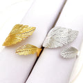 Cheap Wholesale Leaf Napkin Holder Rings Decorative Gold Metal Napkin Ring for Weddings