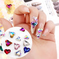 QIAO 10PCS Multi-color Jewelry Luxury Shiny Decoration Accessories Nail Art Crooked Heart Diamond Crystal Bridal Nails Charms
