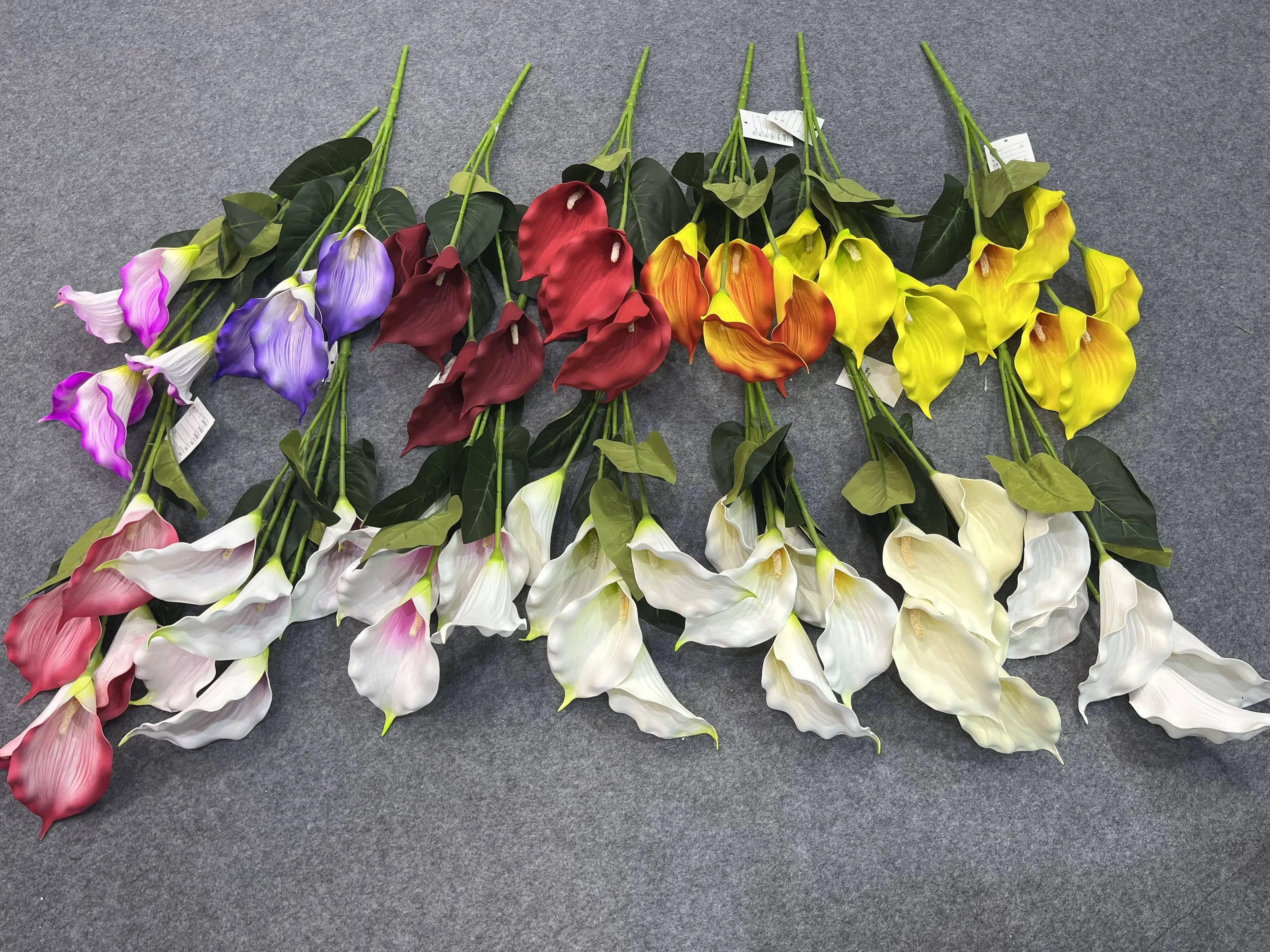 Real Touch Eva 5 Heads Calla Lilies Bushes Artificial Flower Calla Lily Bouquet for Sale