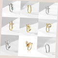 Trend Gold Color Leaf Zircon Cross Geometric Nose Clip Butterfly Piercing Jewelry for Women Jewelry